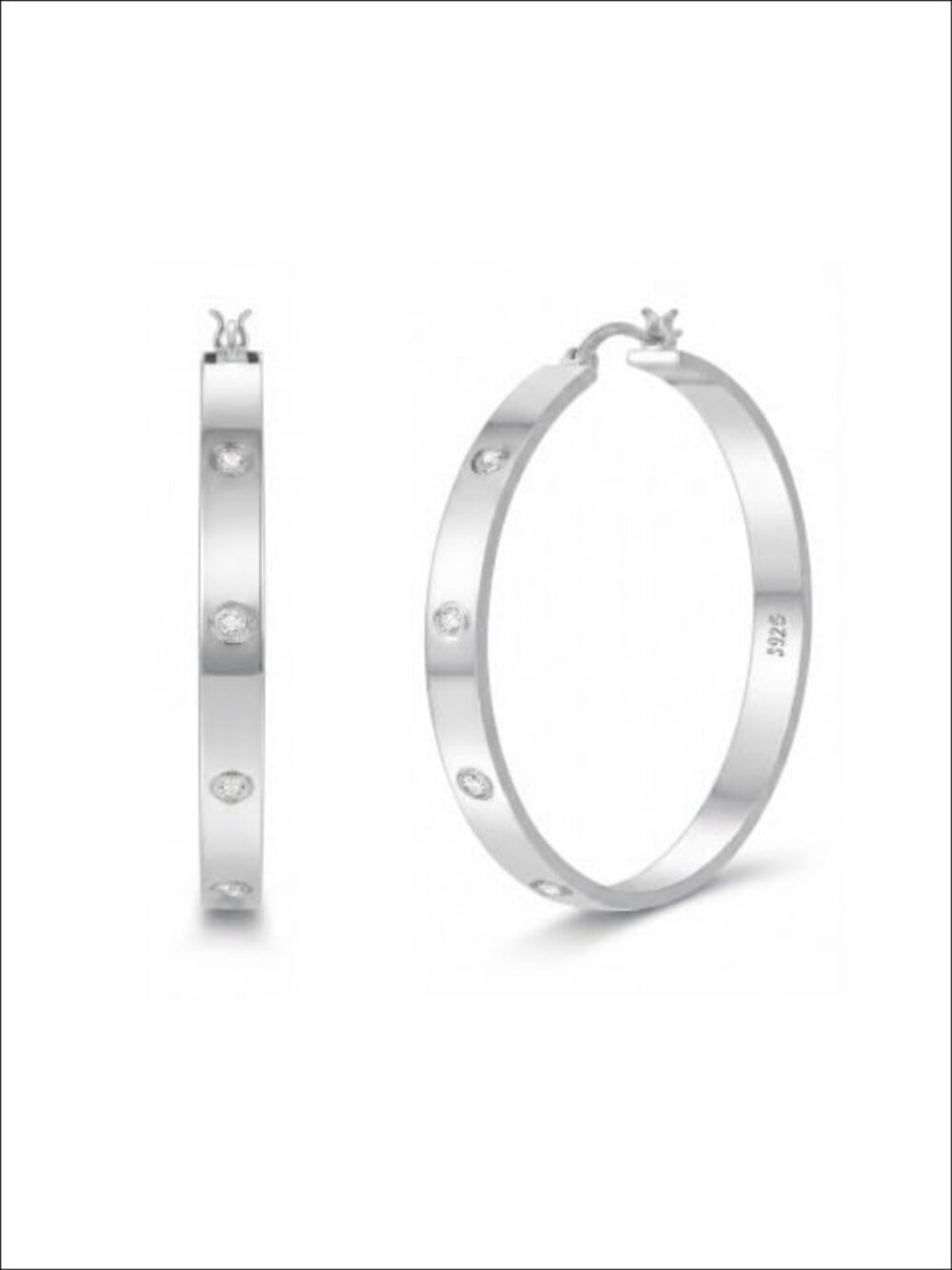 925 Sterling Silver 14K Gold Plated Hoop Earrings CZ